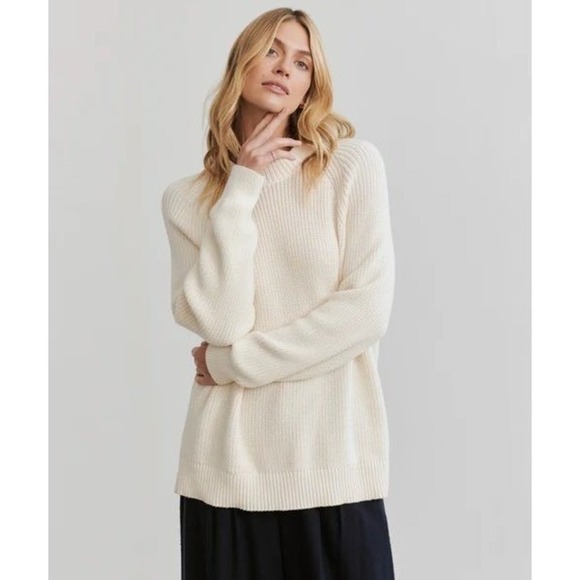 Jenni Kayne Sweaters - Jenni Kayne Oversized Cotton Fisherman Sweater Classic Ivory M 100% Cotton Knit